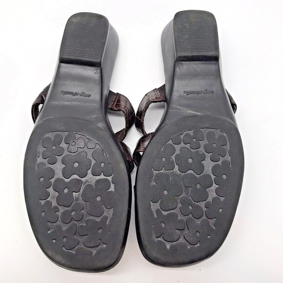 Easy Street Women's 9M Brown Sandals Faux Croc Print Open Toe Slides Mules Shoes - Picture 10 of 11